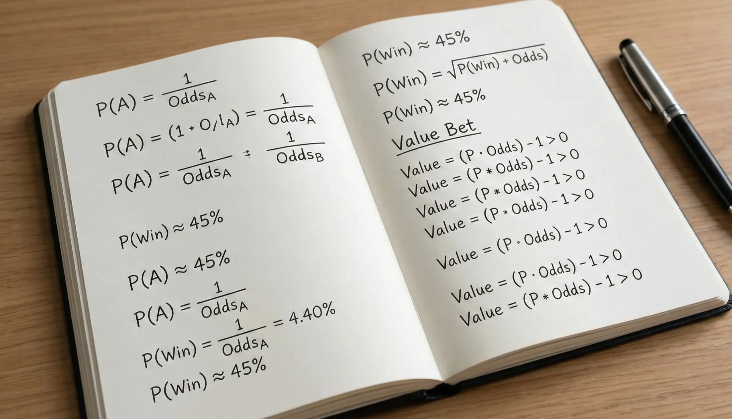 Notizbuch mit Wettanalysen und Quoten-Berechnungen