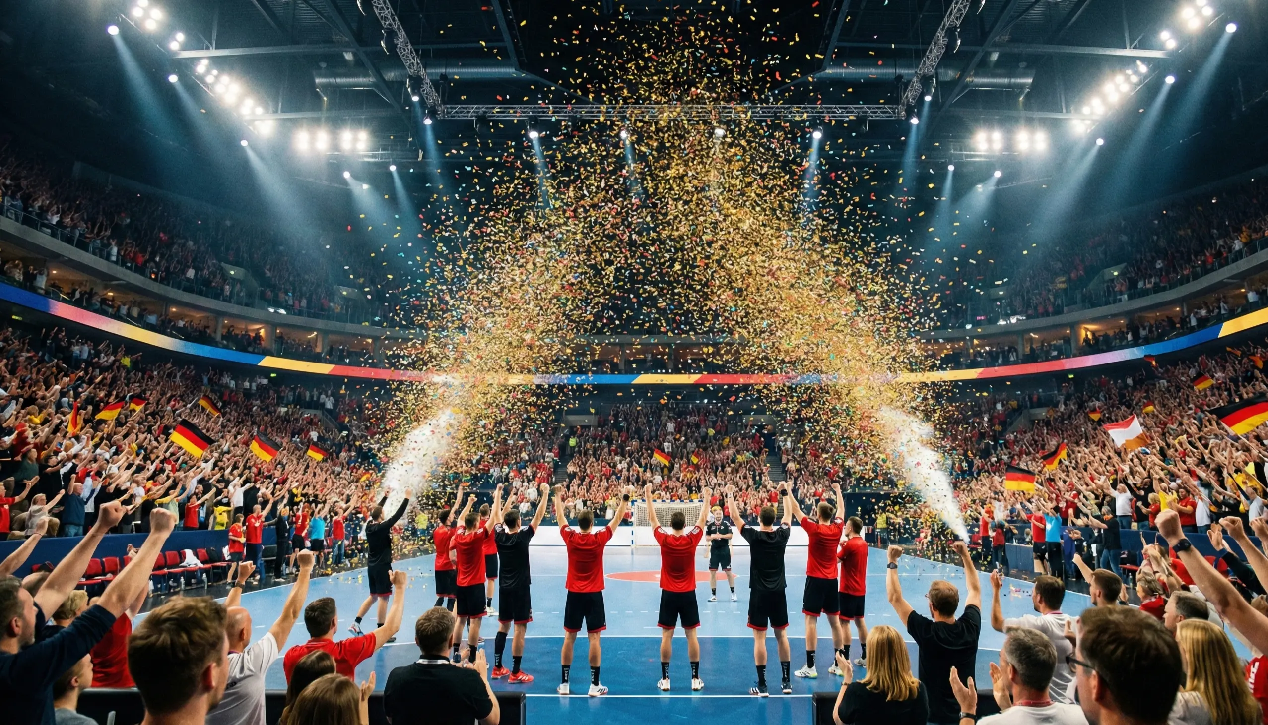 DHB-Pokal Finale in großer Halle mit Konfetti