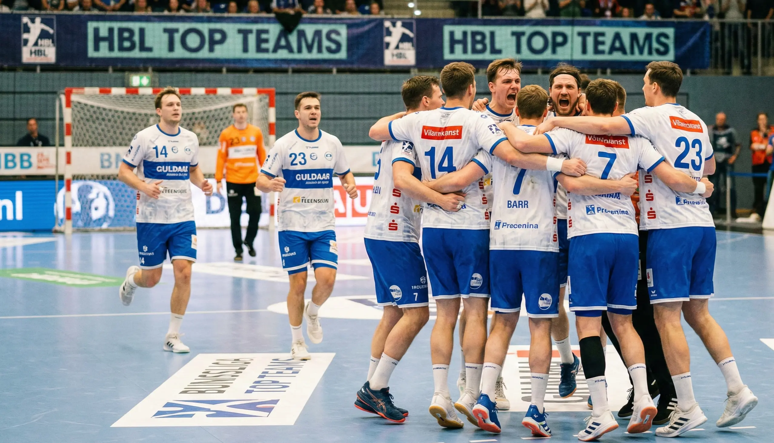 SC Magdeburg Spieler feiern einen Treffer